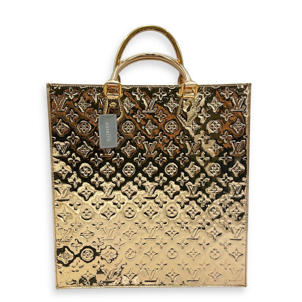 Miroir Sac Plat Top Handle Bag Gold in Patent Leather, Gold hardware