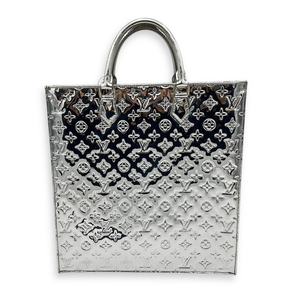 Miroir Sac Plat Top Handle Bag Silver in Patent Leather, Silver hardware