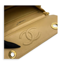 Vintage CC Double Turnlock Shoulder Bag Beige in Lambskin, Gold hardware