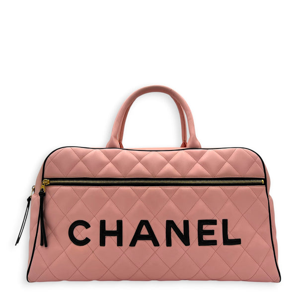 CC Bowling Top Handle Bag Pink in Calfskin, Gold hardware