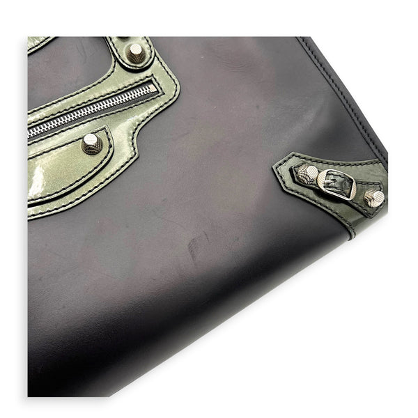 City Top Handle Bag Black in Calfskin, Silver hardware