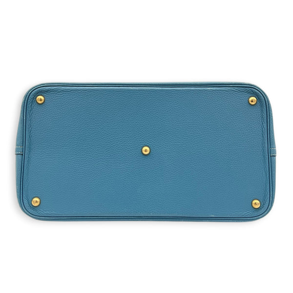 Bolide 45 Blue Jean Top Handle Bag in Clemence, Gold hardware