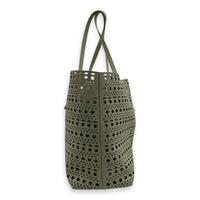 Mina Laser Cut 44 White Top Handle Bag in Calfskin, Silver hardware