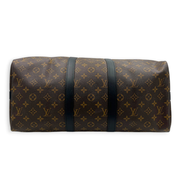 Keepall 45 Brown Top Handle Bag in Monogram Coated Canvas, Silver hardware