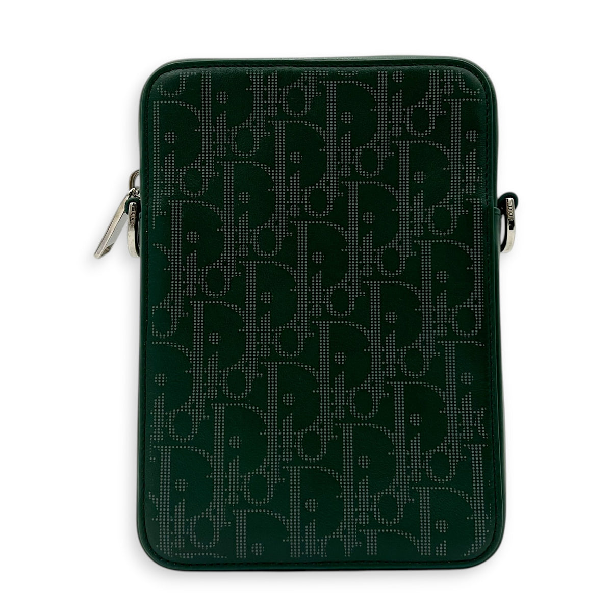 World Tour Oblique Crossbody Bag Green in Calfskin, Silver hardware