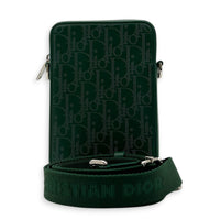 World Tour Oblique Crossbody Bag Green in Calfskin, Silver hardware
