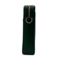 World Tour Oblique Crossbody Bag Green in Calfskin, Silver hardware