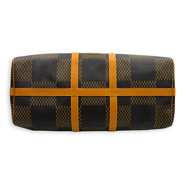 x NIGO Keepall 50 Brown Top Handle Bag in Coated Canvas, Gold hardware