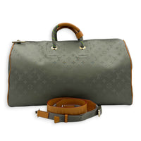 Keepall 50 Titanium Top Handle Bag in Coated Canvas, Silver hardware