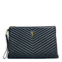 Cassandra Pouch Black in Calfskin, Gold hardware