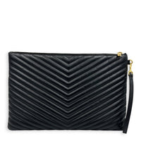 Cassandra Pouch Black in Calfskin, Gold hardware