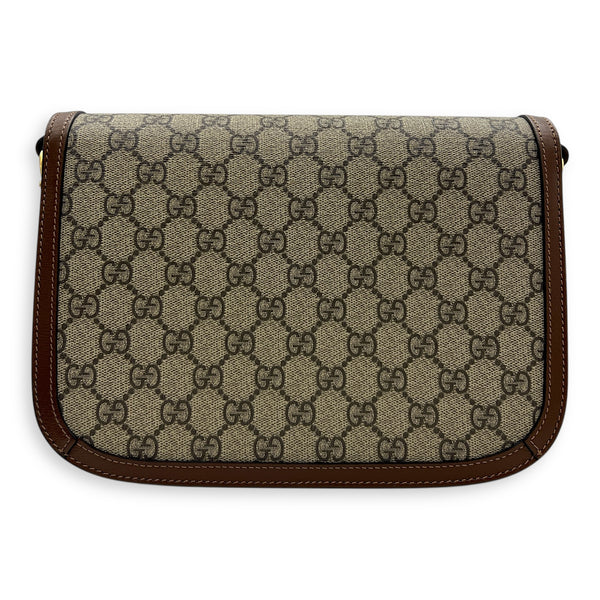 Horsebit 1955 Shoulder Bag Brown in Coated Canvas, Gold hardware