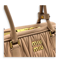 Matelassé Pink Top Handle Bag in Lambskin, Gold hardware