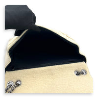 2.55 Shoulder Bag White in Wool, Gunmetal hardware