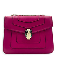 Serpenti Forever Pink Shoulder Bag in Calfskin, Gold hardware