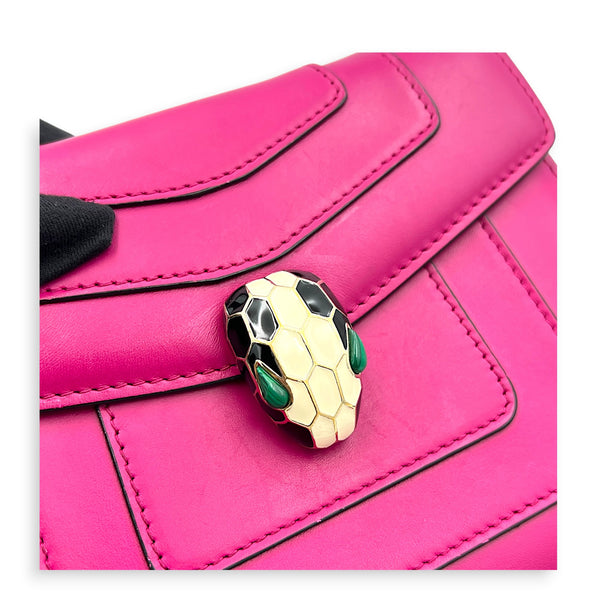 Serpenti Forever Pink Shoulder Bag in Calfskin, Gold hardware