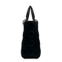 Lady Dior Small Black Top Handle Bag in Lambskin, Gold hardware