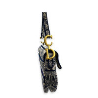 Saddle Medium Blue Shoulder Bag in Jacquard, Gold hardware