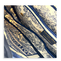 Saddle Medium Blue Shoulder Bag in Jacquard, Gold hardware