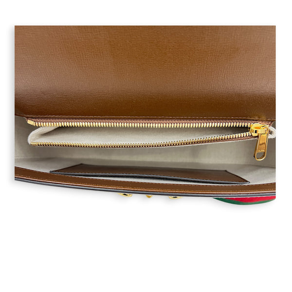 Horsebit 1955 Brown Crossbody Bag in Coated Canvas, Gold hardware