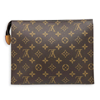 Pochette Toilette Brown Pouch in Monogram Coated Canvas, Gold hardware