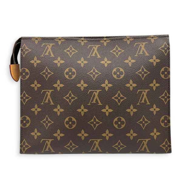 Pochette Toilette Brown Pouch in Monogram Coated Canvas, Gold hardware
