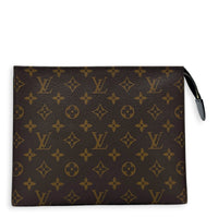 Pochette Toilette Brown Pouch in Monogram Coated Canvas, Gold hardware