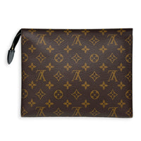 Pochette Toilette Brown Pouch in Monogram Coated Canvas, Gold hardware
