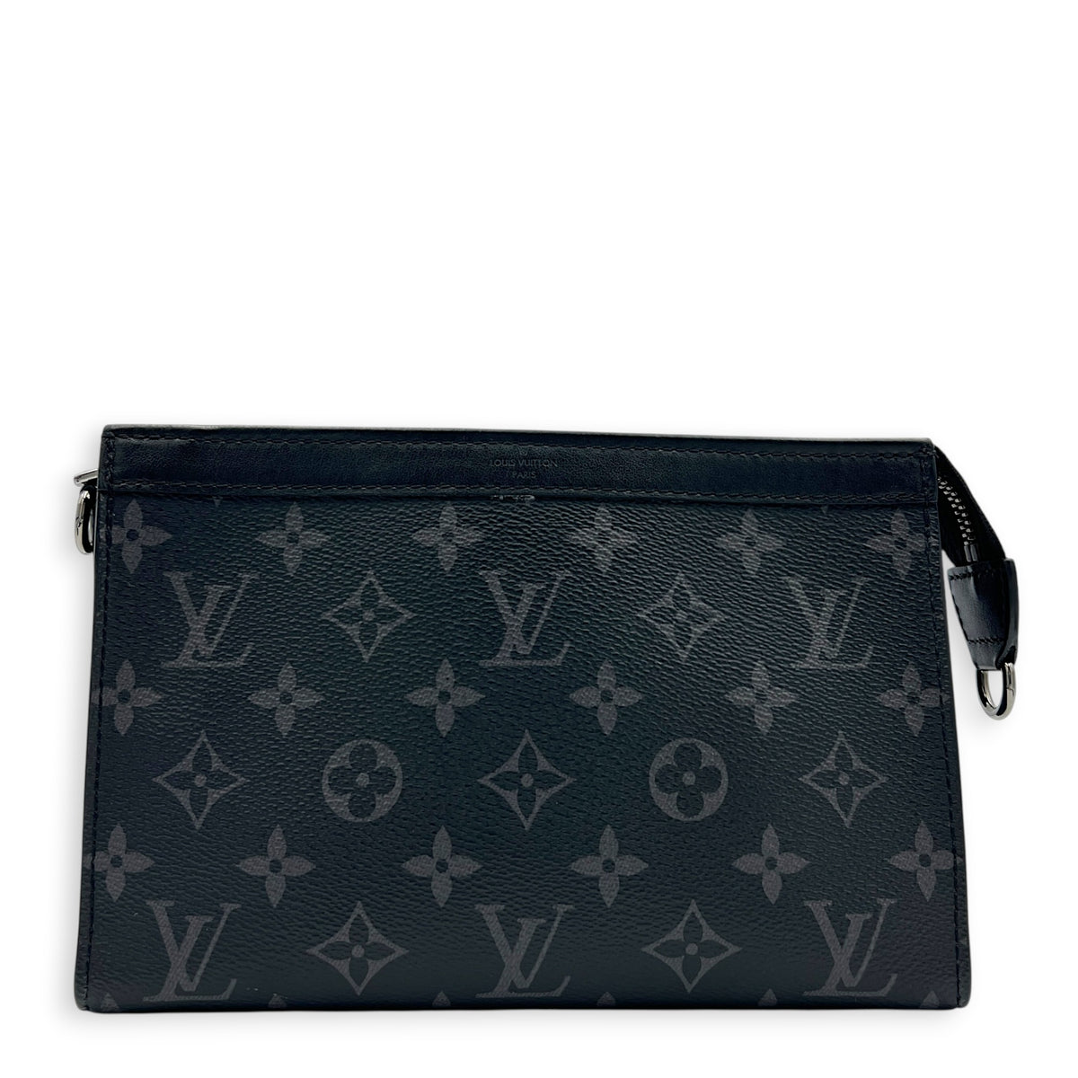 Gaston Black Crossbody Bag in Coated Canvas, Silver hardware