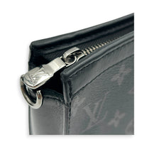 Gaston Black Crossbody Bag in Coated Canvas, Silver hardware