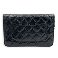 2.55 Black Wallet On Chain in Crinkled Patent, So Black hardware