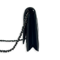 2.55 Black Wallet On Chain in Crinkled Patent, So Black hardware