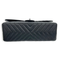 2.55 Medium Black Chevron Shoulder Bag in Calfskin, So Black hardware