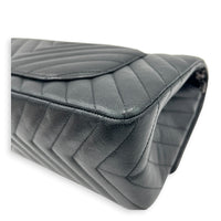 2.55 Medium Black Chevron Shoulder Bag in Calfskin, So Black hardware