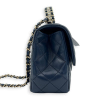 Classic 23A Crystal Blue Top Handle Bag in Lambskin, Gold hardware