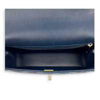 Classic 23A Crystal Blue Top Handle Bag in Lambskin, Gold hardware