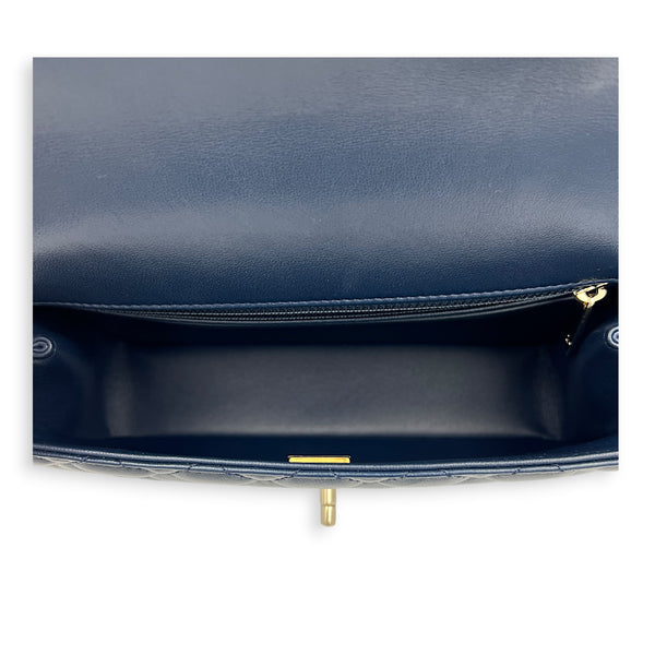Classic 23A Crystal Blue Top Handle Bag in Lambskin, Gold hardware