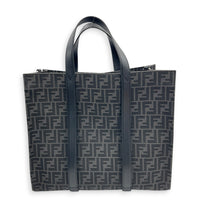 FF Shopper Black Top Handle Bag in Jacquard, Silver hardware