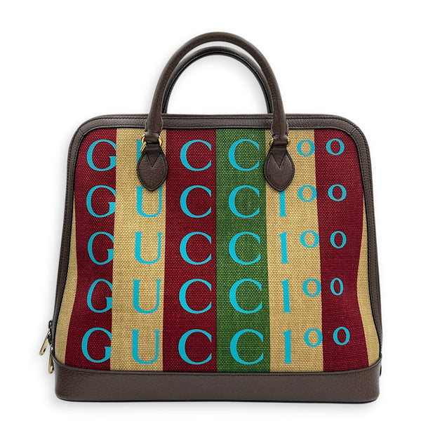 Horsebit 1955 Multi-colour Top Handle Bag in Canvas, Gold hardware