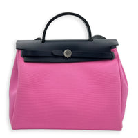 Herbag 31 Pink Top Handle Bag in Canvas, Palladium hardware