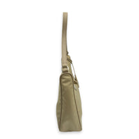 Re-Nylon Beige Shoulder Bag in Nylon, Silver hardware
