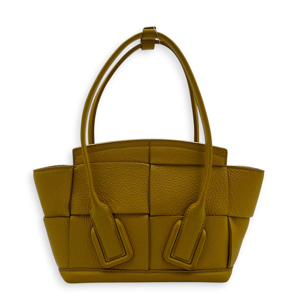Arco Yellow Top Handle Bag in Calfskin, Silver hardware
