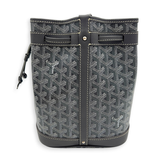 Petit Flot Bucket Bag Grey in Coated Canvas, Silver hardware