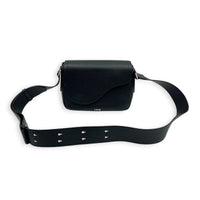 Saddle Mini Black Messenger in Calfskin, Silver hardware