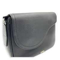 Saddle Mini Black Messenger in Calfskin, Silver hardware