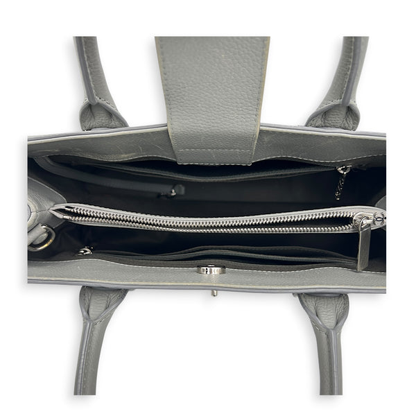 Neo Executive Tote Top Handle Bag Grey in Calfskin, Silver hardware