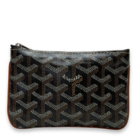 Senat Mini Brown Pouch in Coated Canvas, Silver hardware