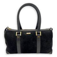 Gucci Boston Top Handle Bag Black in Suede Leather, Gold hardware_1