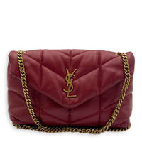 Saint Laurent Puffer Mini Red Shoulder Bag in Lambskin, Gold hardware_1