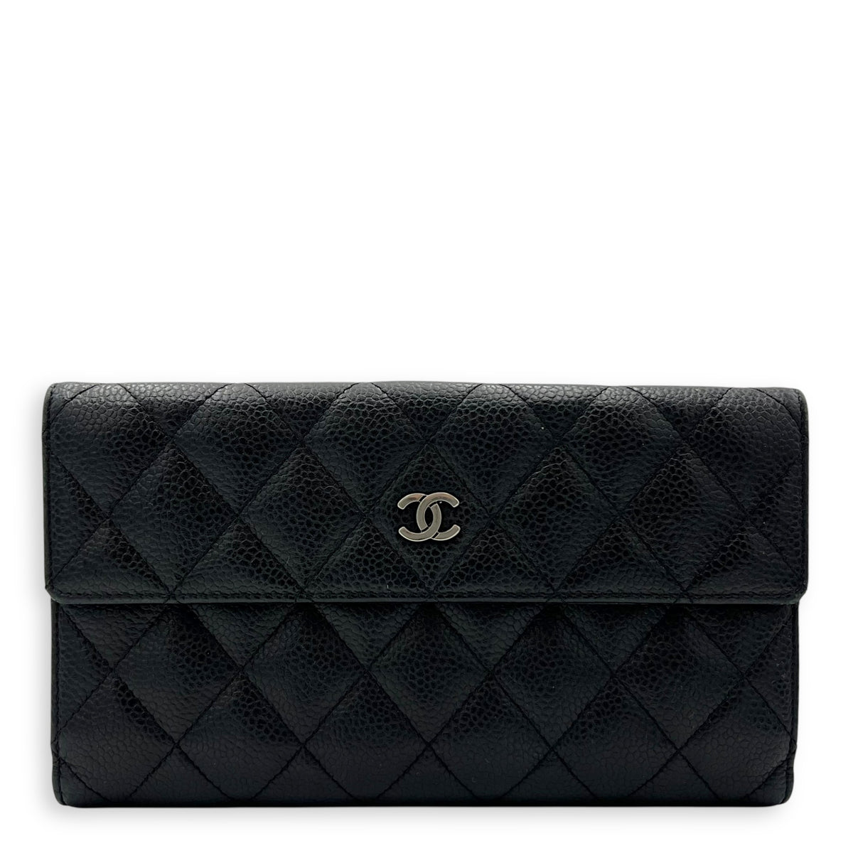 Chanel CC Wallet Black in Caviar Leather, Silver hardware_1
